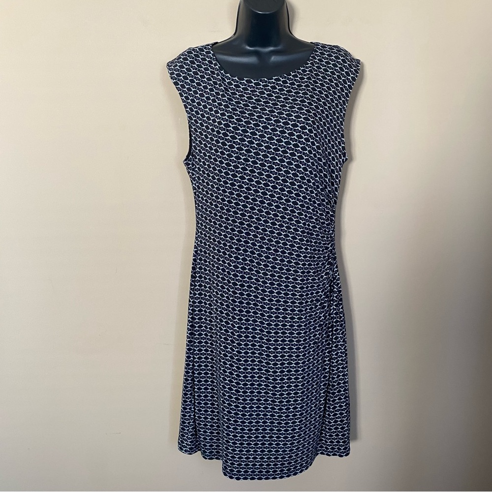 Loft Cap Sleeve Ruched Geometric Pattern Wrap Dress Petite